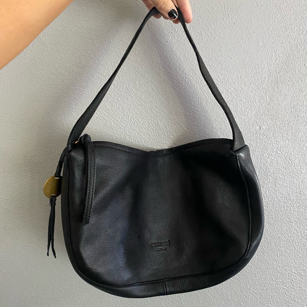 Margot Black Leather Shoulder Bag with Slouchy Design